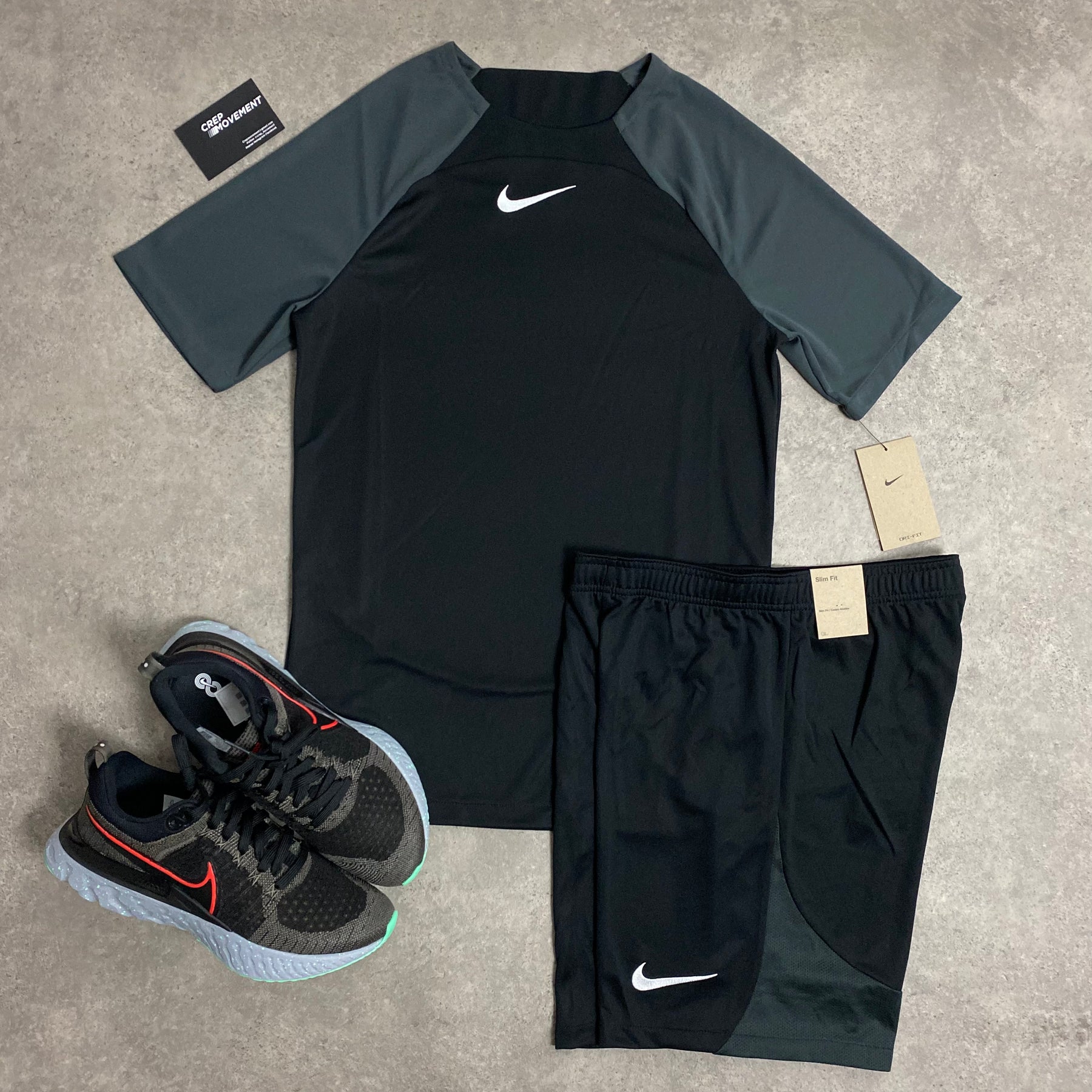 NIKE DRILL 22 T SHIRT SET - BLACK / DARK SMOKE