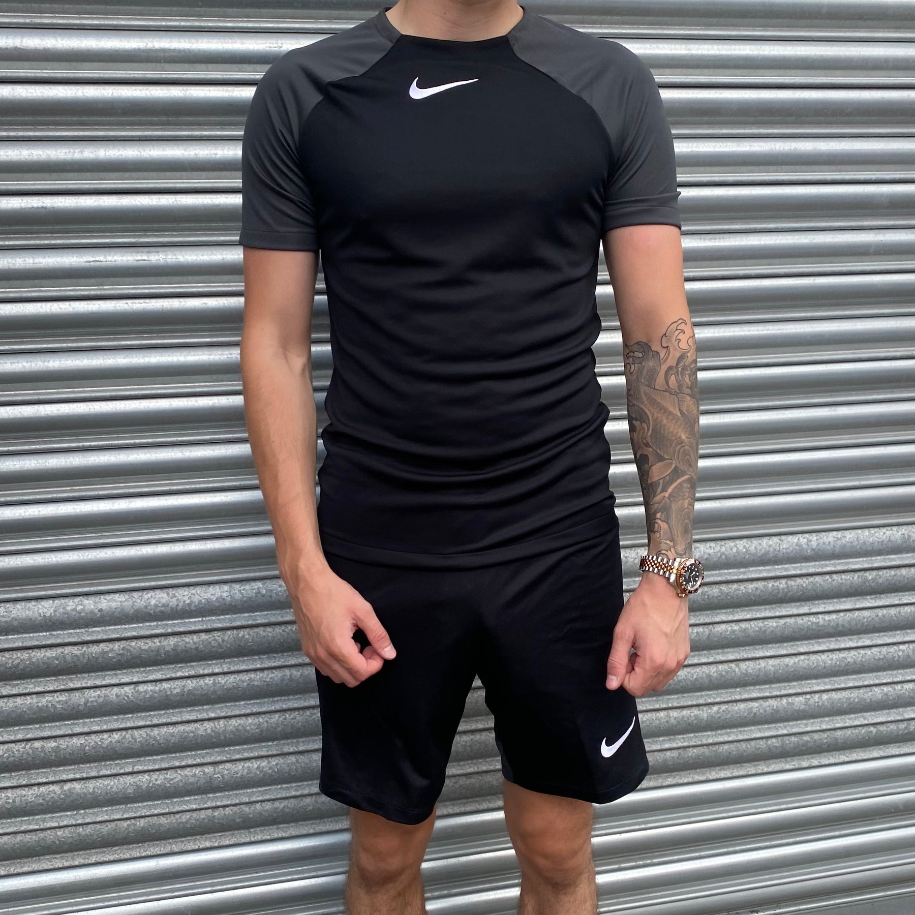 NIKE DRILL 22 T SHIRT SET - BLACK / DARK SMOKE
