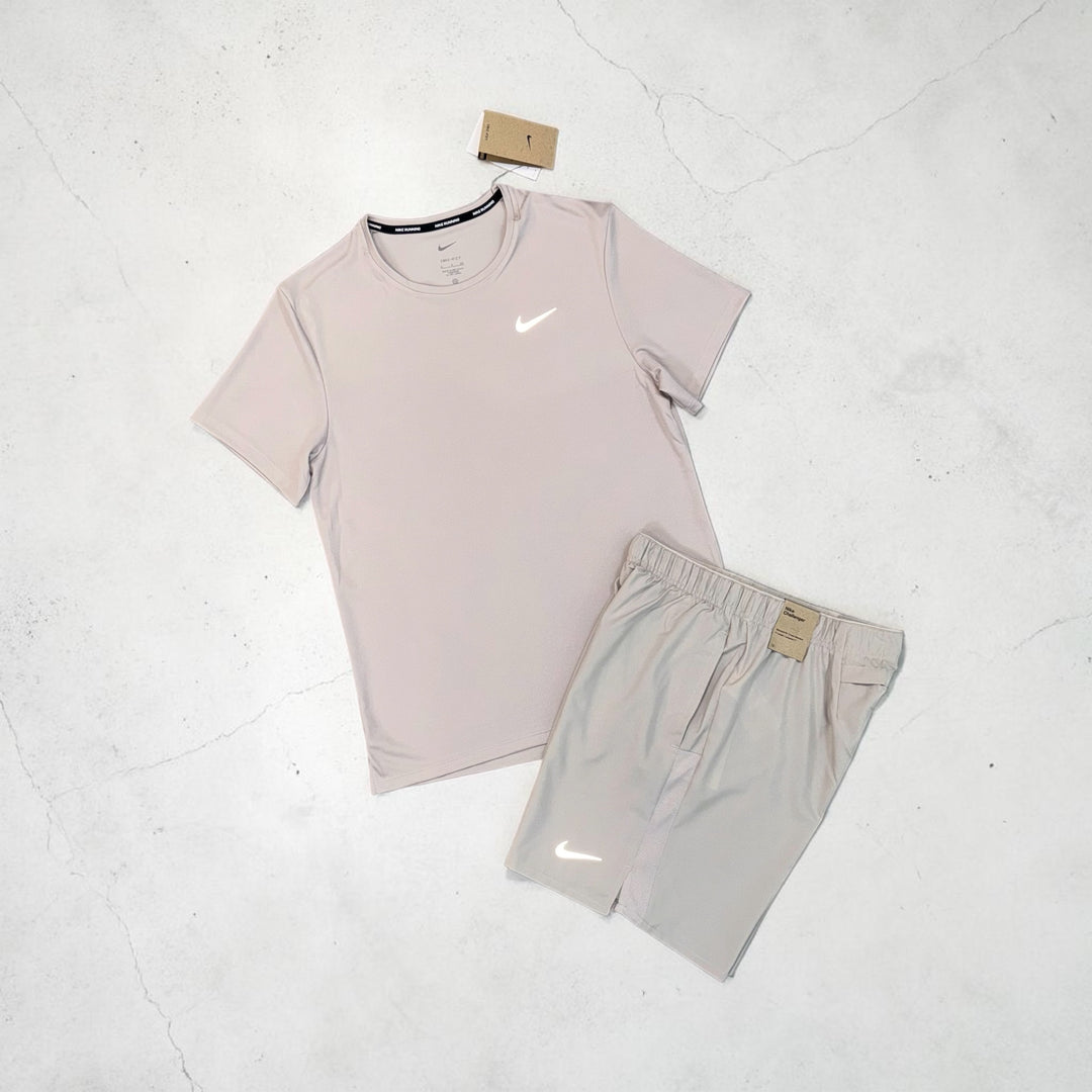 NIKE MILER AND CHALLENGER SHORTS SET - BEIGE