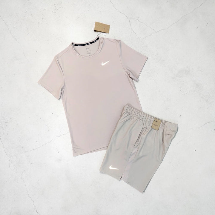 NIKE MILER AND CHALLENGER SHORTS SET - BEIGE