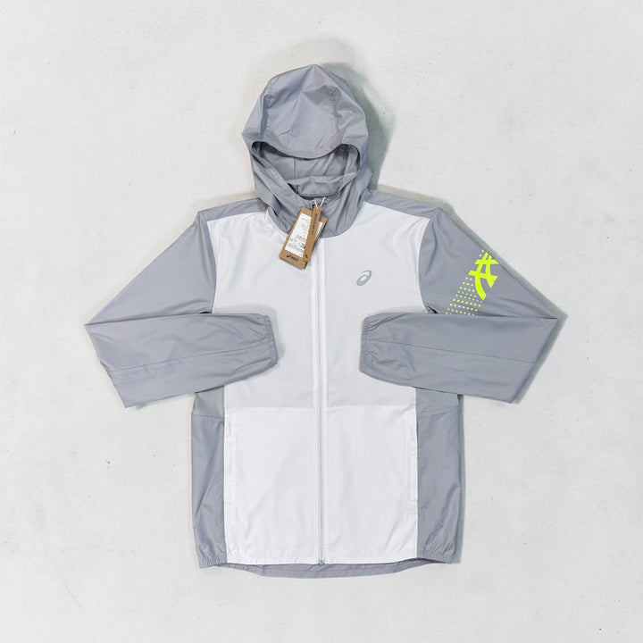 ASICS ICON WINDRUNNER JACKET - GREY WHITE / VOLT