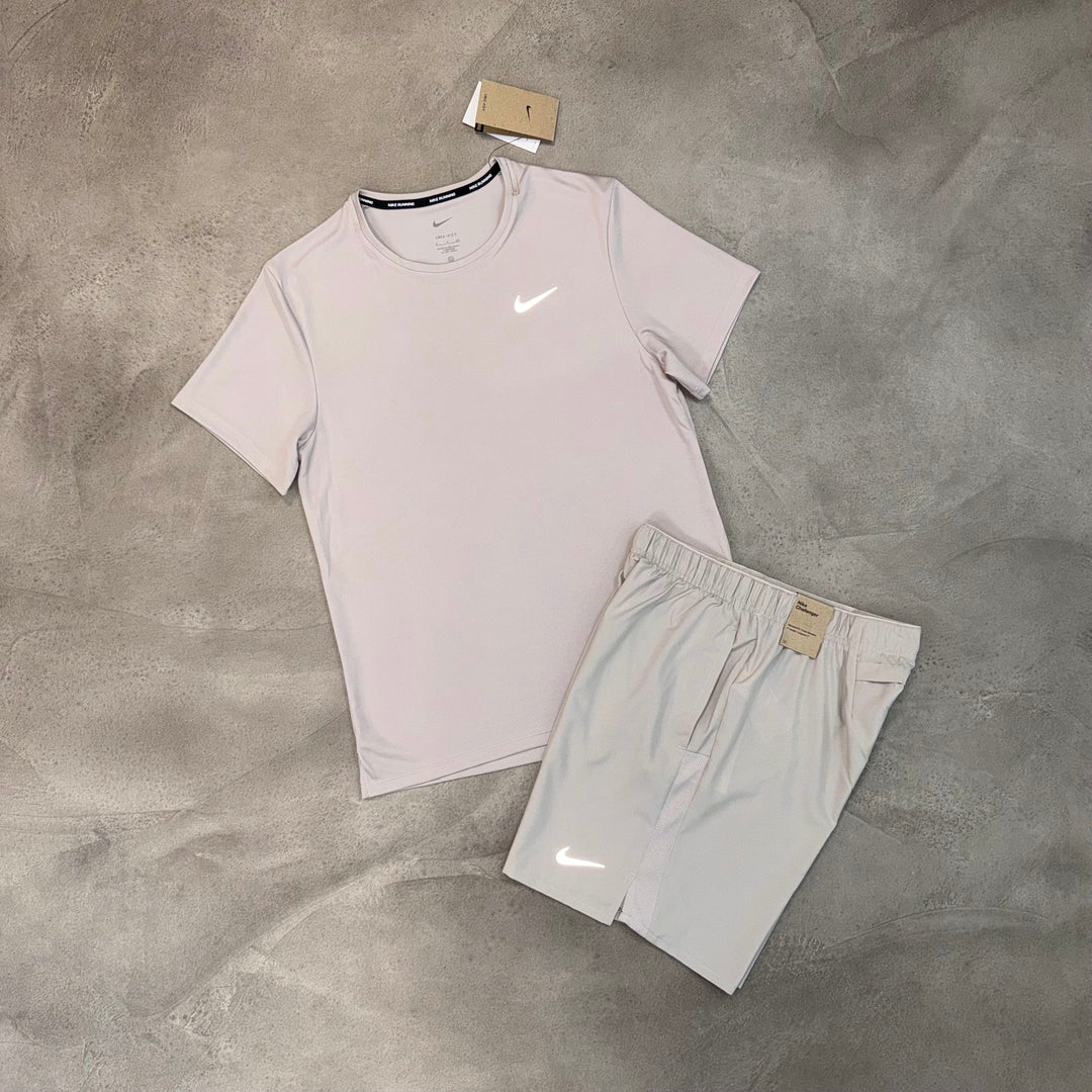 NIKE MILER AND CHALLENGER SHORTS SET - BEIGE