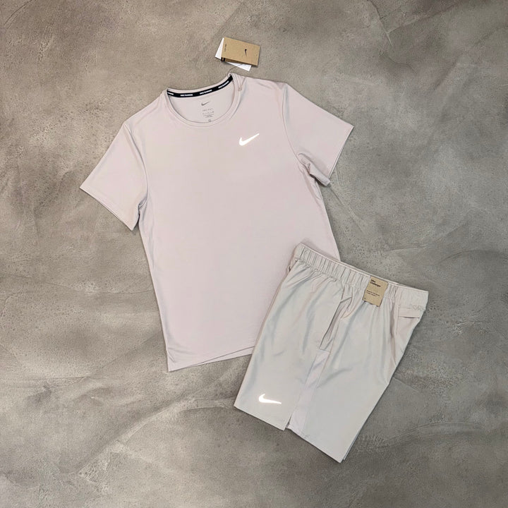 NIKE MILER AND CHALLENGER SHORTS SET - BEIGE