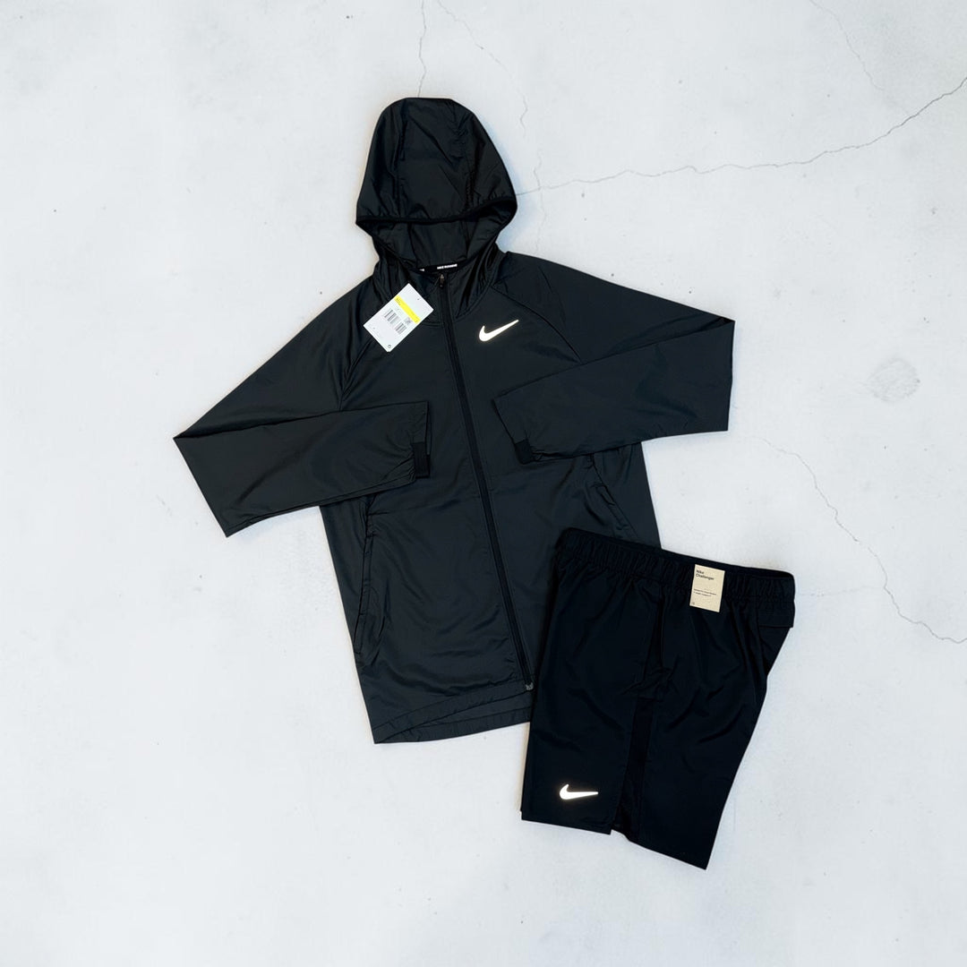 NIKE DRI-FIT WINDRUNNER AND CHALLENGER SHORTS SET - BLACK