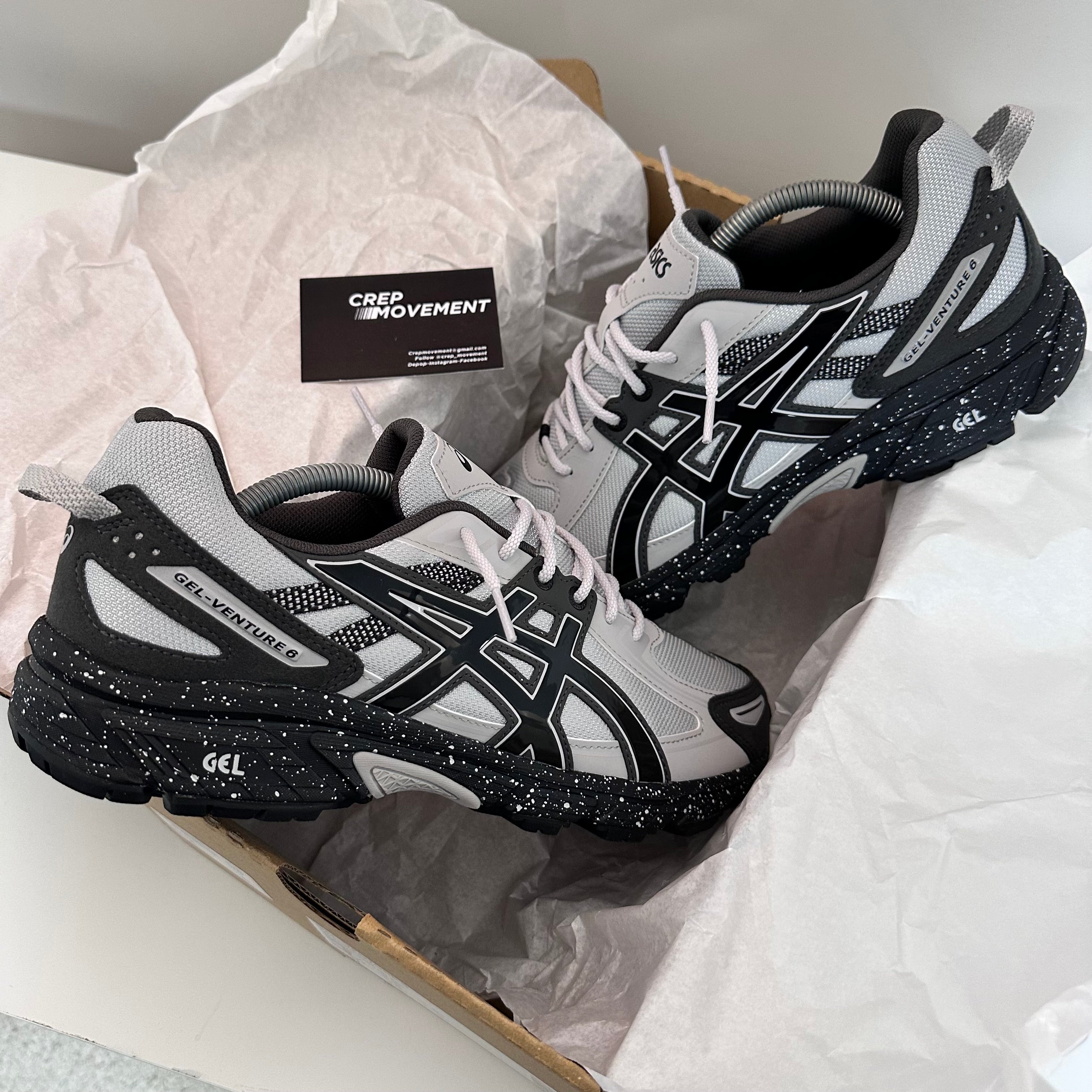 ASICS GEL VENTURE 6 TRAINER - GLACIER GREY / BLACK – CREP MOVEMENT LTD