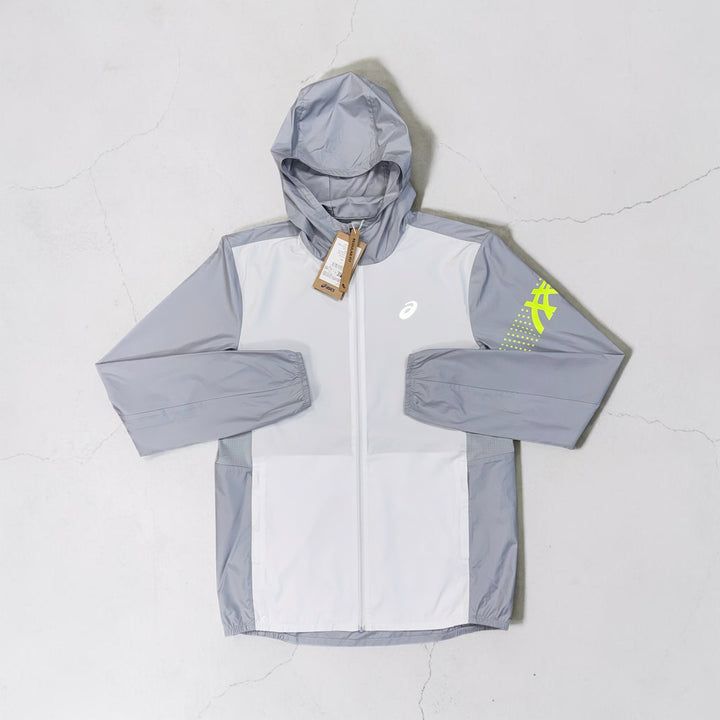 ASICS ICON WINDRUNNER JACKET - GREY WHITE / VOLT