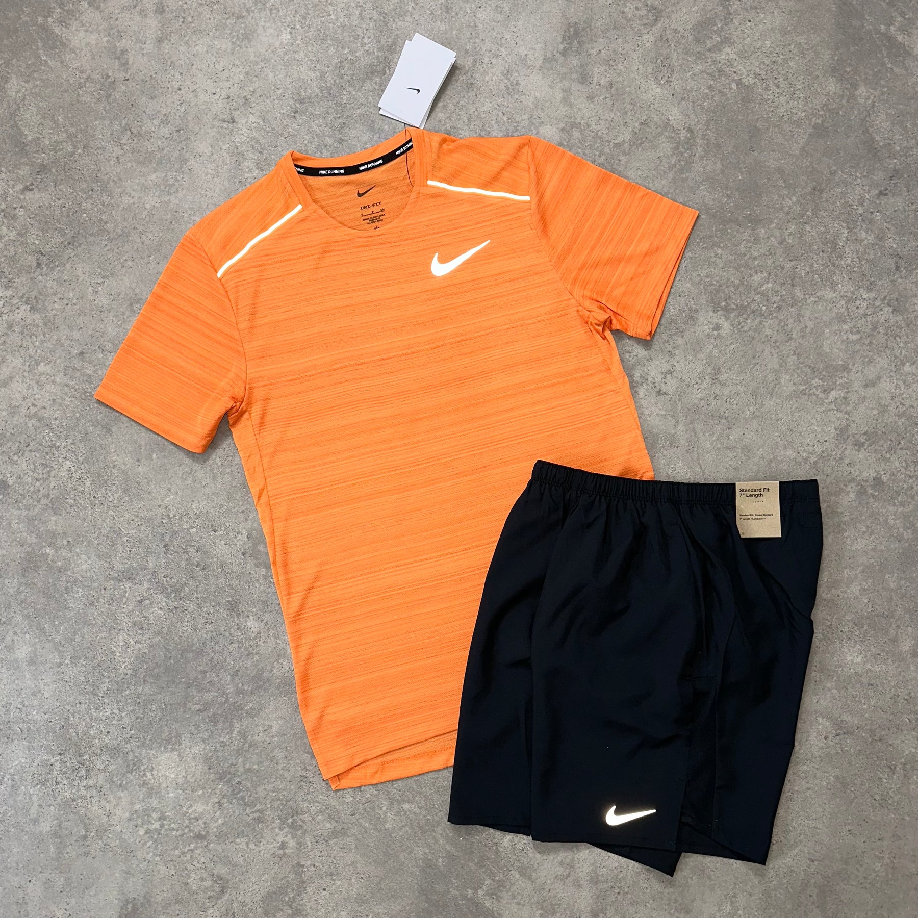 NIKE MILER 1.0 SET - ORANGE / BLACK SHORTS