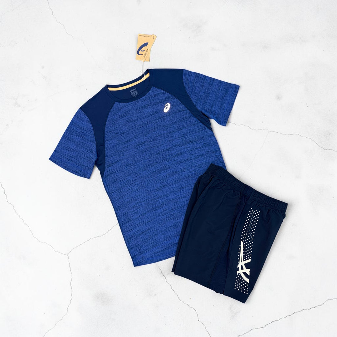 ASICS ROAD T-SHIRT AND ICON SHORTS SET - DARK COBALT