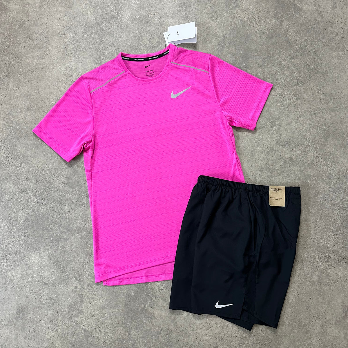 Nike Miler T-Shirt/ Shorts Set Grey – StockUK