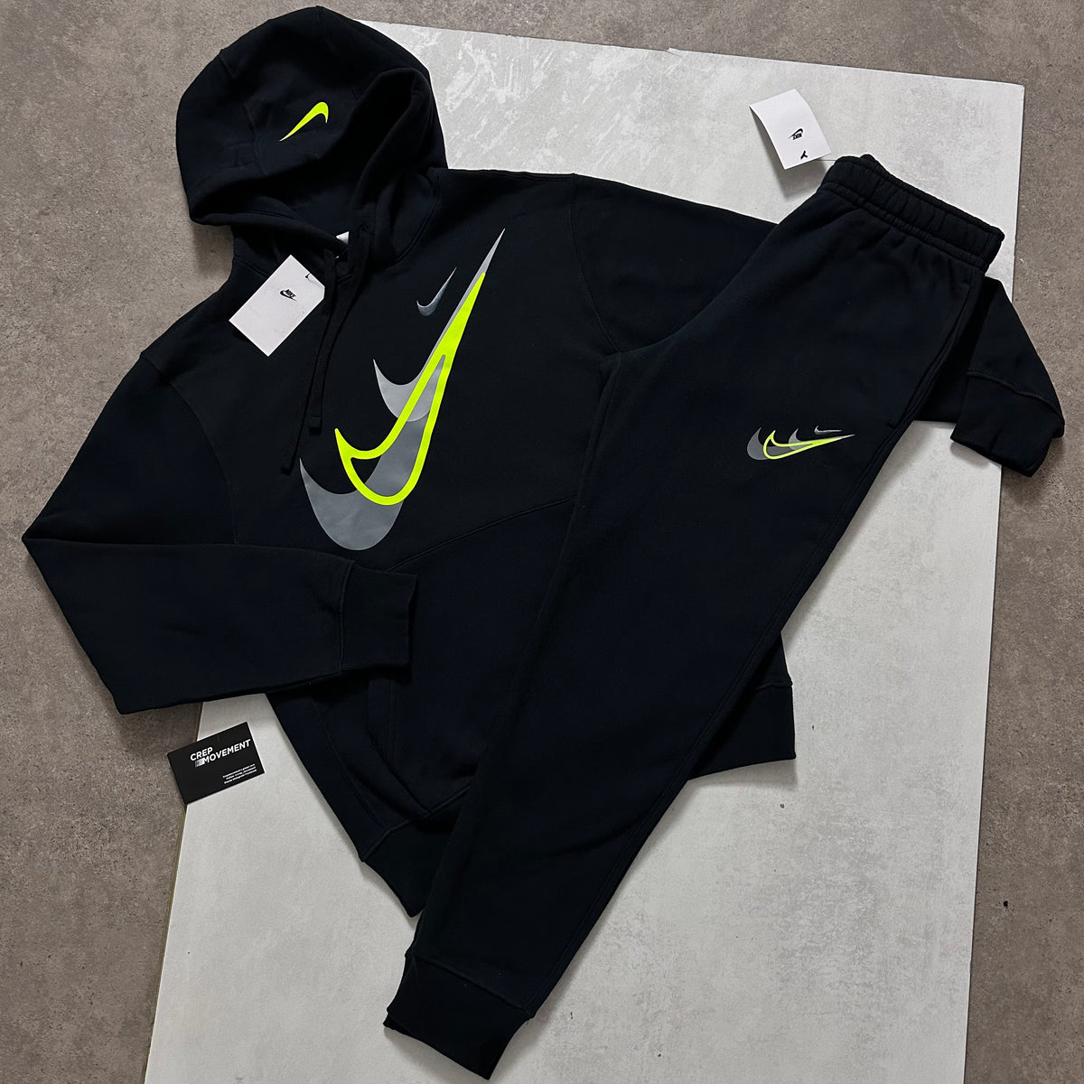 NIKE TRIPLE SWOOSH TRACKSUIT - BLACK / VOLT