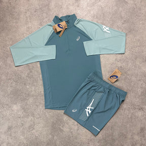 ASICS FLEX HALF ZIP SET - TEAL FOG